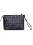 Kadın Basic Clutch Çanta Monogram Desenli Şeritli Siyah Gri (4006SG) 214012 5