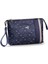 Kadın Basic Clutch Çanta Monogram Desenli Şeritli Lacivert Beyaz (4006L) 214012 5