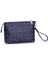 Kadın Basic Clutch Çanta Monogram Desenli Şeritli Lacivert Beyaz (4006L) 214012 7