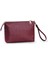 Kadın Basic Clutch Çanta Monogram Desenli Şeritli Bordo Siyah (4006B) 214012 4