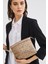 Kadın Basic Clutch Çanta Monogram Desenli Logolu Altın Siyah (4010A) 214009 1