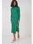 15828 Yırtmaçlı Triko Elbise - Yeşil 4