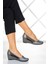 Kadın Dolgu Topuklu Ayakkabı Nano Fileli Antrasit Taban Kaymaz Tasarım 4