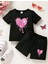 Punıx Kıds Özel Tasarım Parlak Kalp Baskılı Yeni Stil Kız Çocuk T-Shırt Şort Takım 1