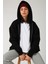 Basic Kadın Oversize Fit Kapüşonlu ve Fermuarlı Üst 1