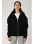 Basic Kadın Oversize Fit Kapüşonlu ve Fermuarlı Üst 3