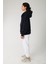Basic Kadın Oversize Fit Kapüşonlu ve Fermuarlı Üst 3