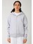 Basic Kadın Oversize Fit Kapüşonlu ve Fermuarlı Üst 5