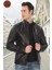 Erkek Kuzu Derisi Ceket Slim Fit Siyah Fermuarlı Deri Mont Tarz Şık ve Modern Tasarım 4