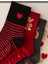 Kadın 4 Lü Paket Kutulu Kalpli Teddy Soket Çorap Kırmızı 4