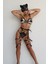 Mulvxbrf BRF02 Kadın Siyah Kedi Maskeli Tasmalı Deri Jartiyer Harness Seti 2140 (Mulvix) 3