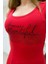 Kadın Slim Fit Beautiful Yazılı Crystal Taşlı Şık Kadın Atlet Kolsuz Tshirt 3