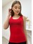 Kadın Slim Fit Beautiful Yazılı Crystal Taşlı Şık Kadın Atlet Kolsuz Tshirt 5