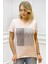 Heaven Crystal Taşlı Büyük Beden Bisiklet Yaka Pamuk Kırmızı Kadın T-Shirt L Xl 2xl 3xl 1
