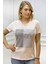 Heaven Crystal Taşlı Büyük Beden Bisiklet Yaka Pamuk Kırmızı Kadın T-Shirt L Xl 2xl 3xl 2