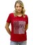 Heaven Crystal Taşlı Büyük Beden Bisiklet Yaka Pamuk Kırmızı Kadın T-Shirt L Xl 2xl 3xl 2