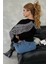 Kanat Crystal Taşlı Regular Fit Büyük Beden Üç Iplik Pamuk Rahat Şık Siyah Cepli Kadın Sweatshirt 1