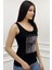 Heaven Crystal Taş Baskılı Dar Kesim / Slim Fit Pamuk Kadın Şık Atlet Kalın Askılı Kolsuz T-Shirt 2