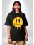 Eriyen Emoji Bugün Hissetmiyorum Grafik Baskılı Pamuklu Penye Kadın Erkek Siyah Tişört 5