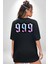 999 Bir Sonuç Bir Bitişi Simgeler Sırt Baskılı Pamuklu Penye Kadın Erkek Siyah Tişört 2