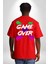 Game Over Oyun Bitti Sırt Baskılı Pamuklu Penye Kadın Erkek Kırmızı Tişört 1