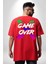 Game Over Oyun Bitti Sırt Baskılı Pamuklu Penye Kadın Erkek Kırmızı Tişört 2