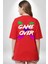Game Over Oyun Bitti Sırt Baskılı Pamuklu Penye Kadın Erkek Kırmızı Tişört 3