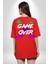 Game Over Oyun Bitti Sırt Baskılı Pamuklu Penye Kadın Erkek Kırmızı Tişört 5
