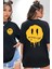 Eriyen Emoji Bugün Hissetmiyorum Cep Sırt Baskılı Pamuklu Penye Kadın Erkek Siyah Tişört 4