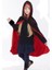 Halloween Çift Taraflı Kırmızı Siyah Renk Saten Kapşonlu Pelerin 90 cm Çocuk Boy 2
