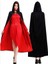 Halloween Çift Taraflı Kırmızı Siyah Renk Saten Kapşonlu Pelerin 120 cm Yetişkin Boy 2