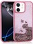 iPhone 12 Uyumlu Kılıf Sıvılı Simli Şeffaf Arka Yüzey Zore Keto Silikon Kapak-Pembe 1
