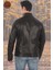 Erkek Mont Slim Fit Siyah Biker Ceket Fermuarlı Dik Yaka Derimont 3