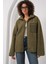 55446 Fermuarlı Oversize Peluş Ceket Mont - Haki 1