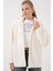 55446 Fermuarlı Oversize Peluş Mont - Bej 4