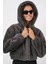 5193 Kapüşonlu Peluş Crop Ceket - Antrasit 4