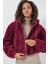 5193 Kapüşonlu Peluş Crop Ceket - Mürdüm 4