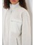 55455 Kadın Fermuarlı Oversize Peluş Ceket - Taş 4