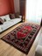 147 x 250 cm El Yapımı Kırmızı-Siyah Türk Kilimi, Çiçek Desenli Antika Halı, Ev Için Yün Yolluk 3