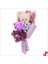 Pvc Kutulu,pelüş Ayıcık ve Mor Güllü Kuru Çiçek Buketi 26 cm x 11 cm 4