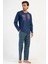 Erkek Uzun Kol İndigo %100 PAMUK Pijama Takım C2T4N1O504 1