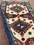 78 x 121 cm Nostaljik El Yapımı Canlı Renkli Küçük Halı, Kırmızı-Mavi Türk Kilimi, Oriental Desenli Ender Yün Halı 2