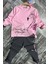 Kız Çocuk Flamingo Baskı ve Yazı Detaylı Pembe Taytlı Takım 1