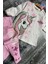 Kız Çocuk Üzeri Yıldız ve Unicorn Baskılı Pembe Taytlı Takım 5