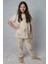 Kız Çocuk Kelebek Desenli T-Shirt Krem Pijama Takımı 8-14 Yaş 2