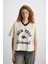 ALISIA Kadın %100 Pamuk Bej T-Shirt 5