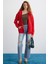 Alena Kadın Oversize Organik Pamuklu Metal Fermuarlı Kapüşonlu İçi Polarlı Kırmızı Sweatshirt 5