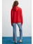 Alena Kadın Oversize Organik Pamuklu Metal Fermuarlı Kapüşonlu İçi Polarlı Kırmızı Sweatshirt 6
