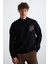 Chasey Erkek Organik Pamuklu Dik Yaka Içi Polarlı Baskılı Siyah Sweatshirt 1