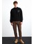 Chasey Erkek Organik Pamuklu Dik Yaka Içi Polarlı Baskılı Siyah Sweatshirt 2